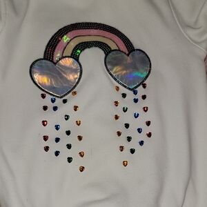 Lola + The Boys White Sweatshirt with Colorful Accents